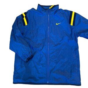 Vintage Nike Full Zip Nylon Track Jacket Boys Large 14-16 Blue Fleece Lined